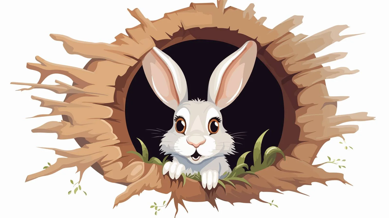 Cartoon Rabbit in Hole Illustration — free download from Dotvec