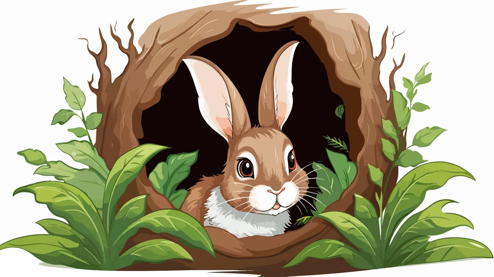 Adorable Cartoon Rabbit in Hole Vector — free download from Dotvec
