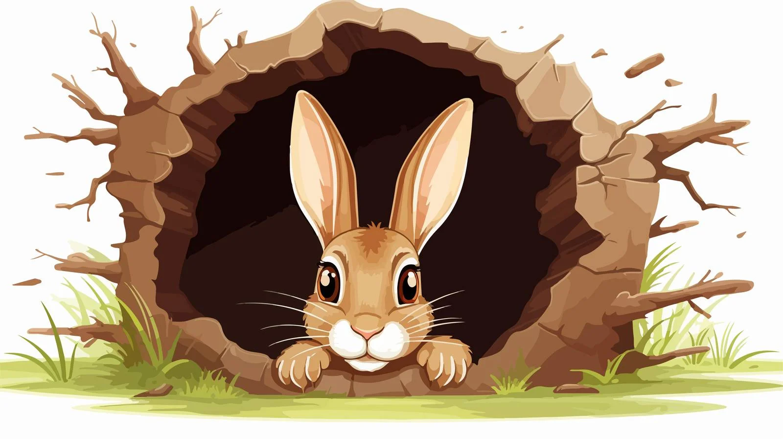 Cartoon Rabbit in Hole Vector Illustration — free download from Dotvec