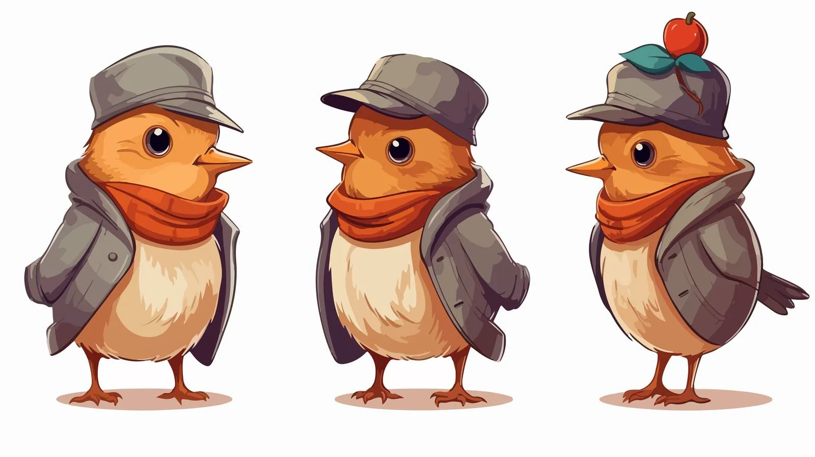 Cartoon Robin in Hat Illustration – free robin image from Dotvec