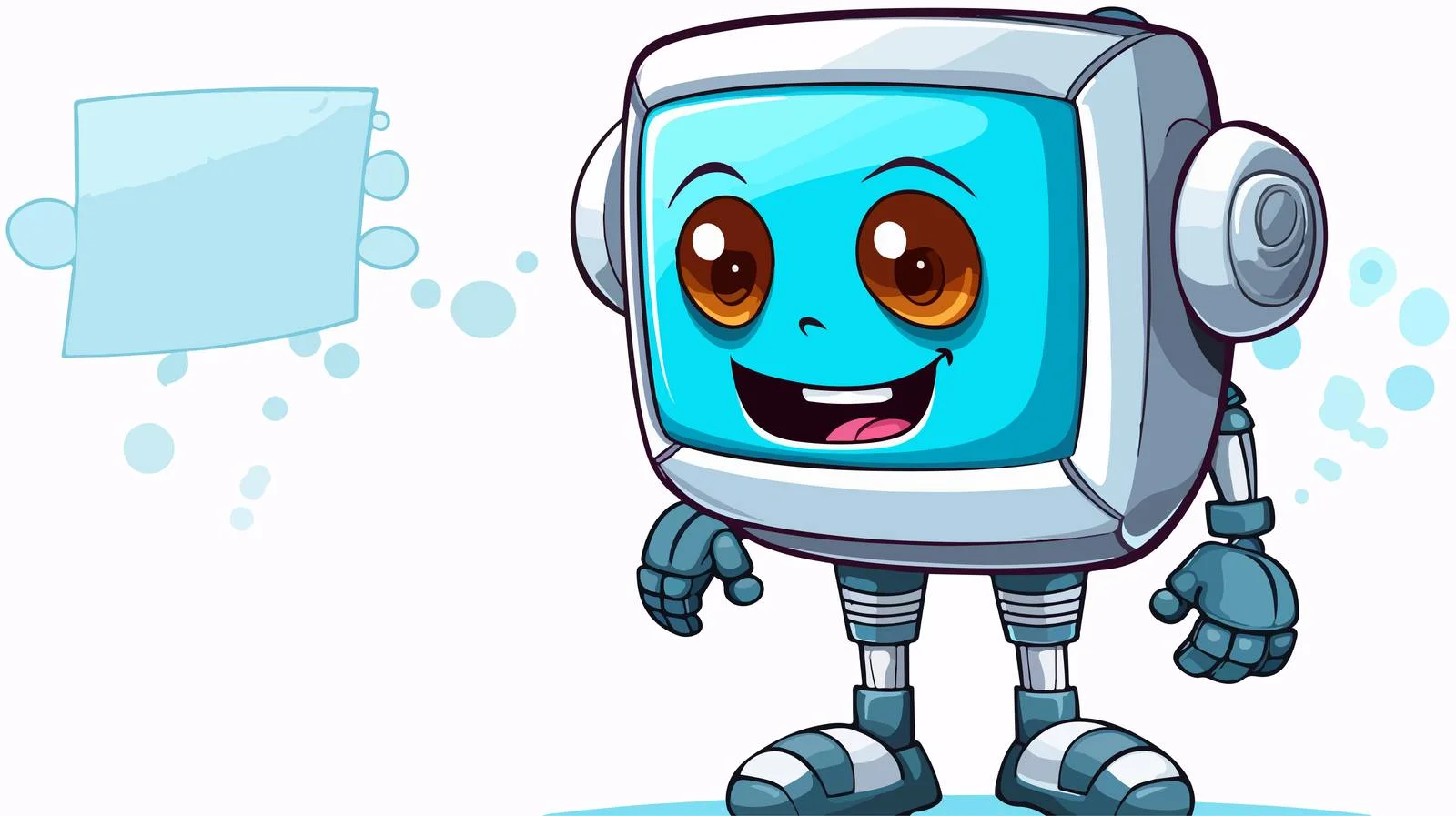 Interactive Cartoon Robot with Speech Bubble — free download from Dotvec