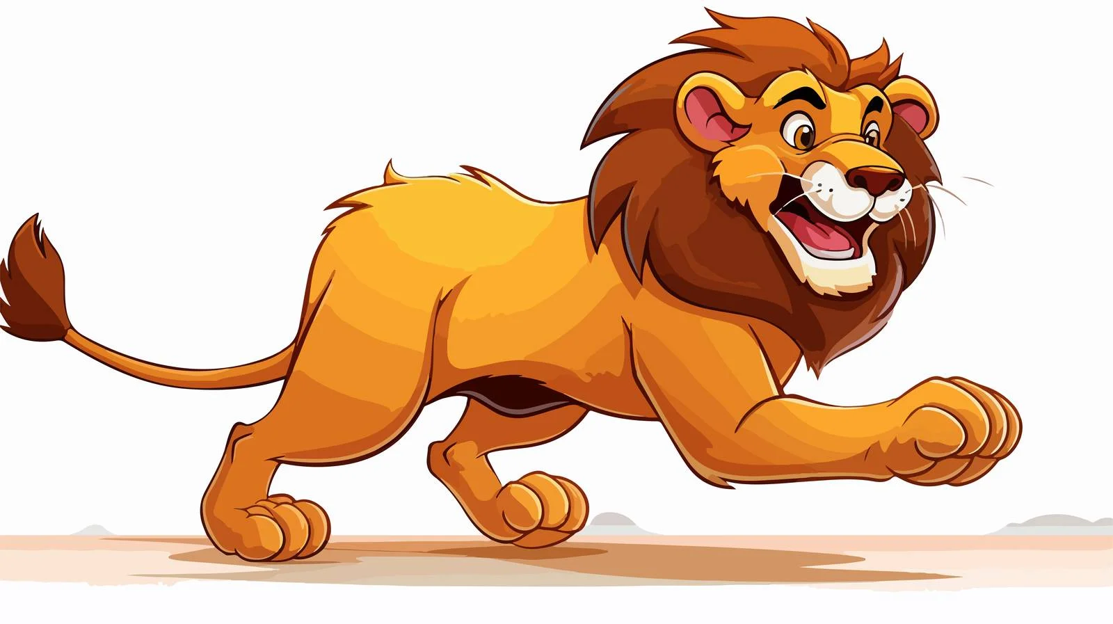 Cartoon Running Lion Vector Illustration — free download from Dotvec