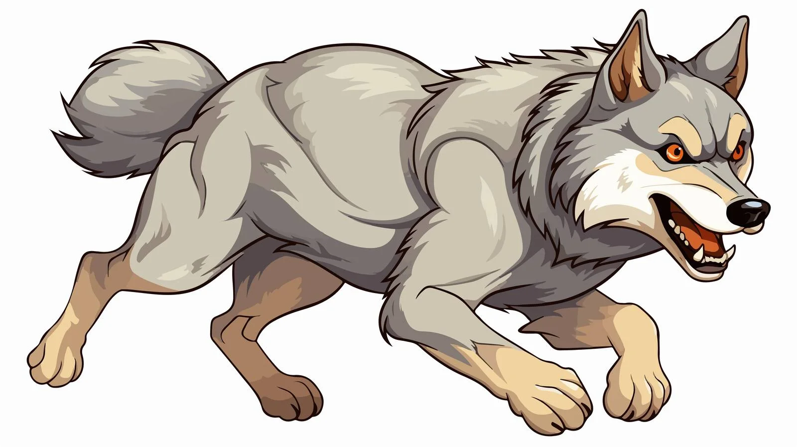Cartoon Running Wolf Vector Illustration — free download from Dotvec