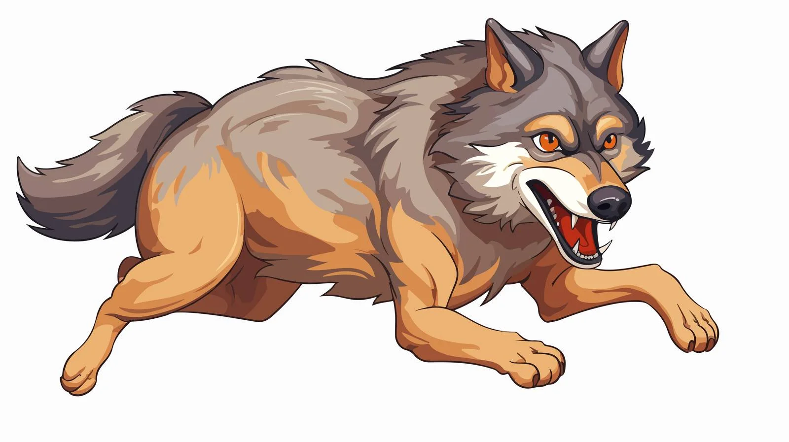 Running Wolf Cartoon Vector Illustration — free download from Dotvec