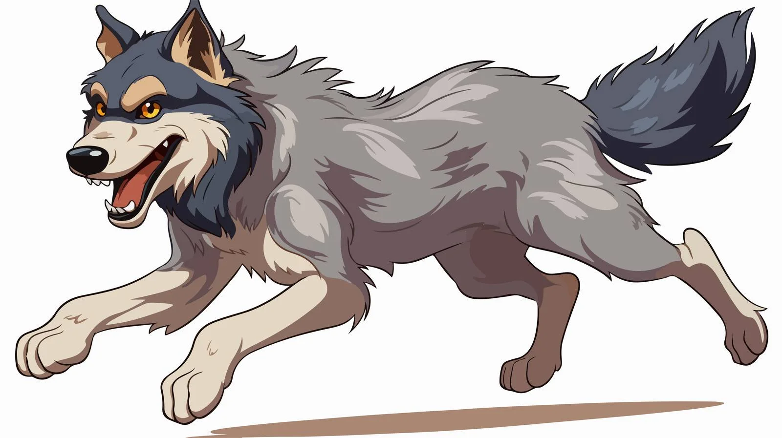 Running Wolf Cartoon Vector Illustration — free download from Dotvec