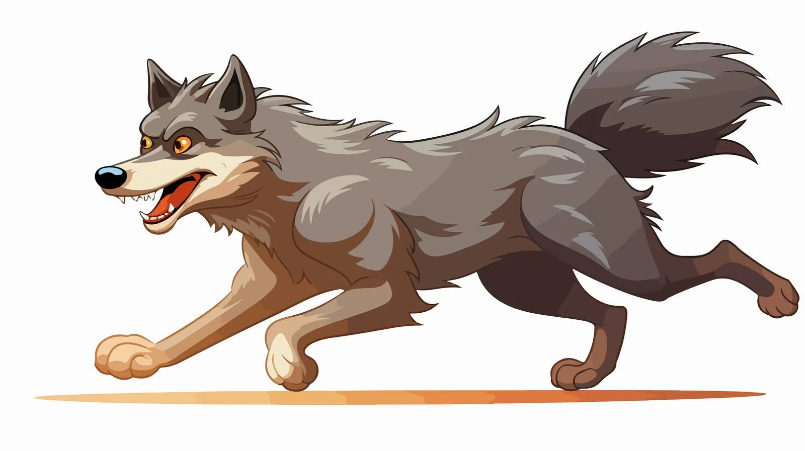 Running Wolf Cartoon Stock Vector Illustration — free download from Dotvec