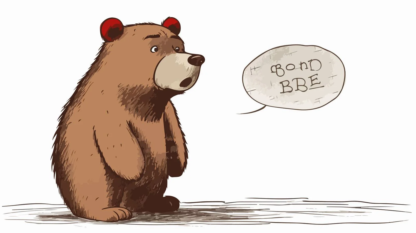 Sad Bear Grunge Speech Bubble Cartoon — free download from Dotvec