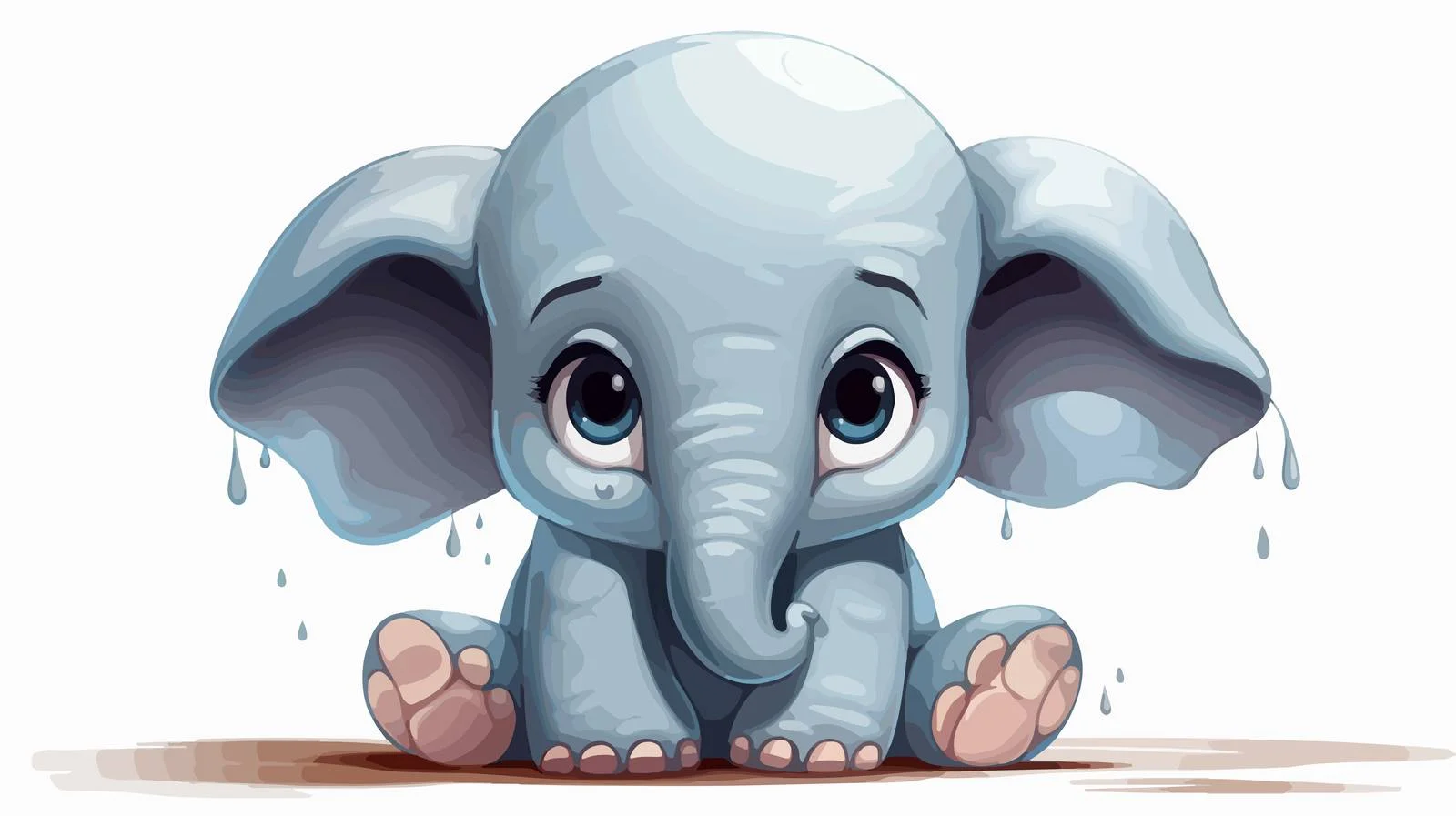 Sad Little Elephant Cartoon Vector Illustration — free download from Dotvec