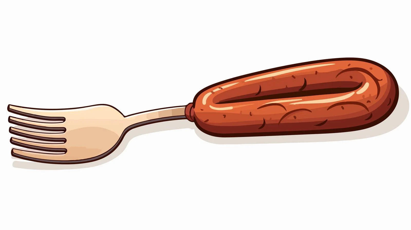 Cartoon Sausage on Fork Illustration — free download from Dotvec