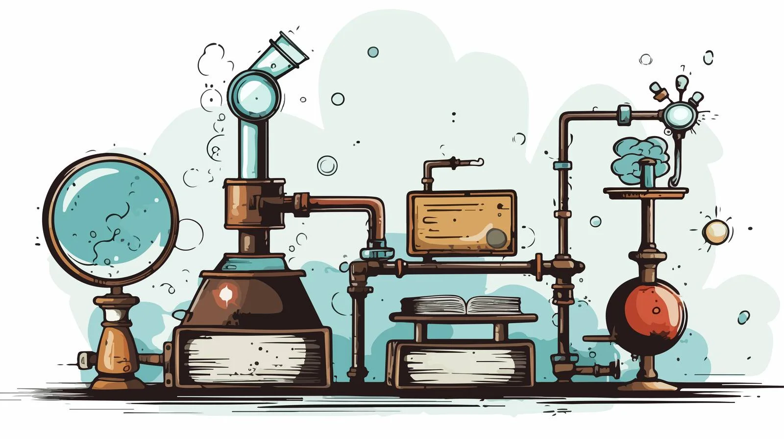 Science Equipment Cartoon with Speech Bubble — free download from Dotvec