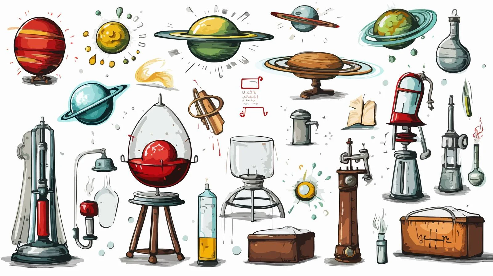 Educational Science Equipment with Speech Bubble — free download from Dotvec