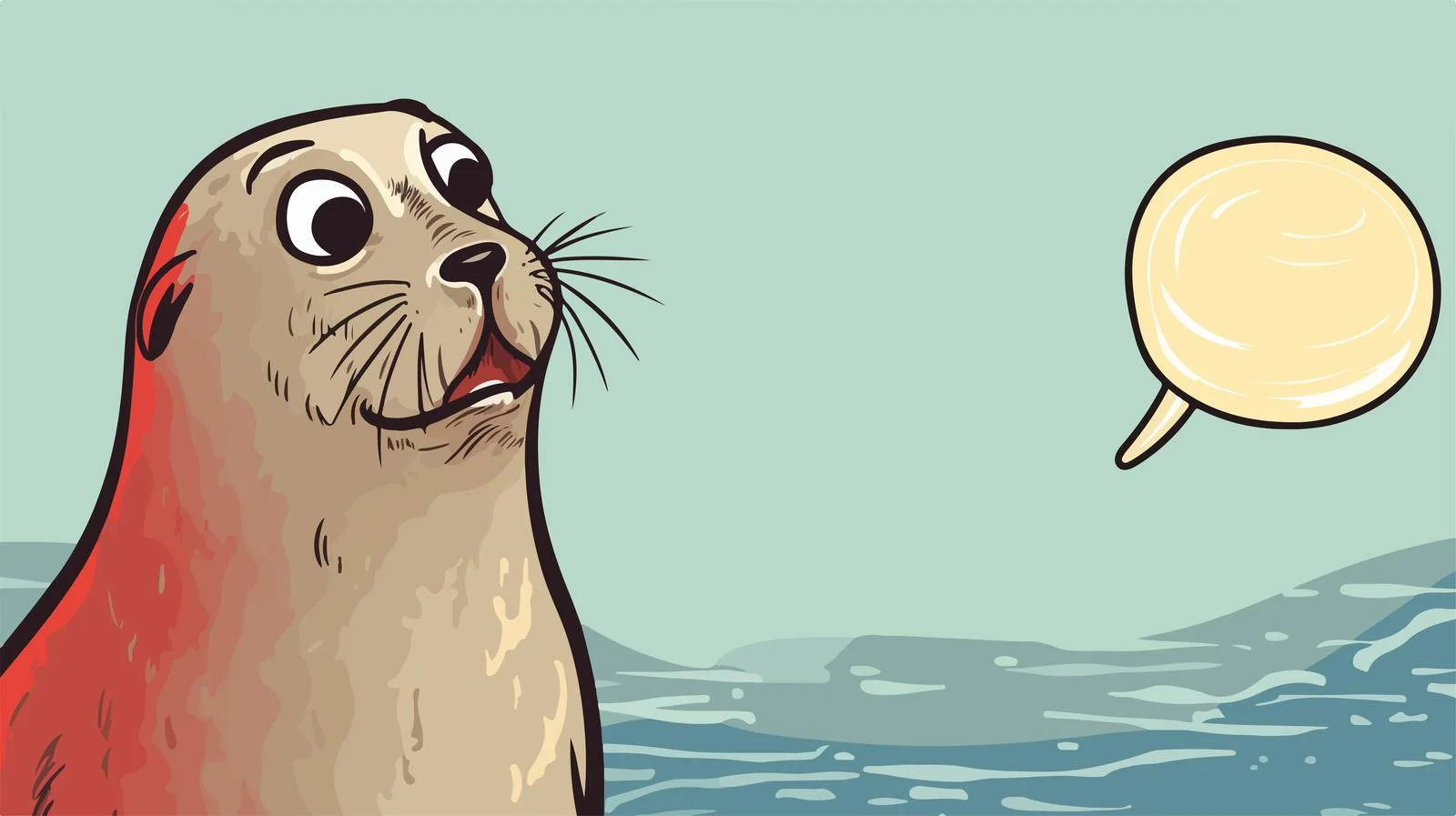 Cartoon Seal with Speech Bubble Illustration — free download from Dotvec
