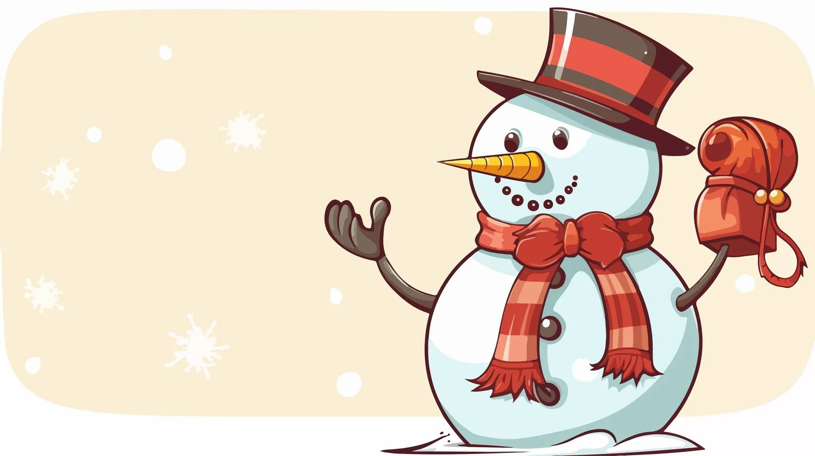 Whimsical Snowman with Gift Speech Bubble — free download from Dotvec