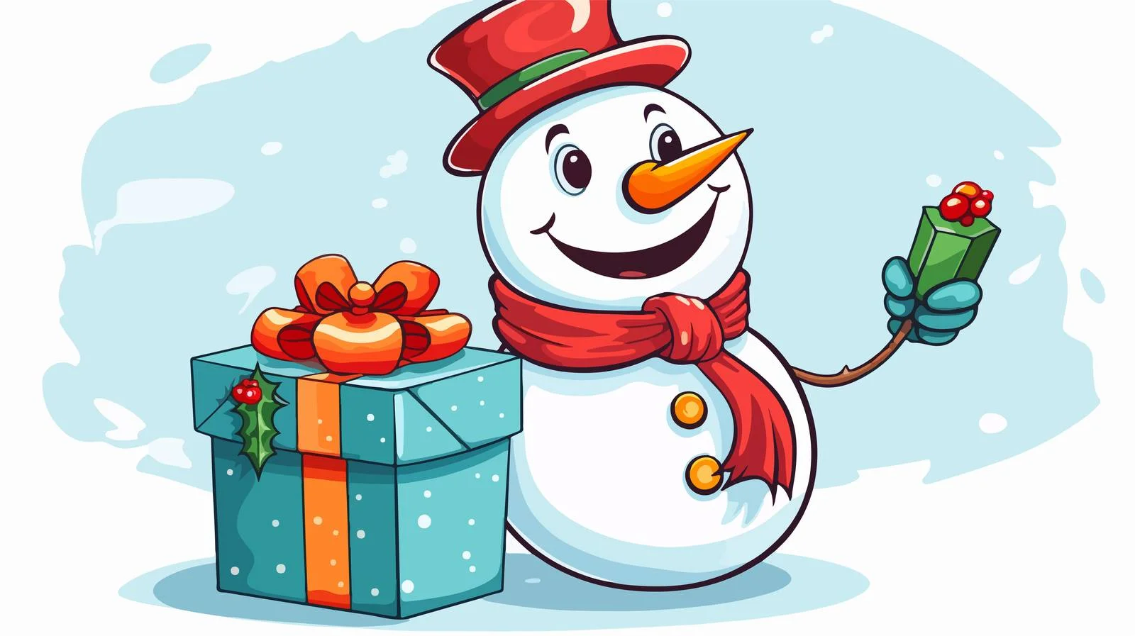 Cheerful Snowman Speech Bubble Gift Illustration — free download from Dotvec
