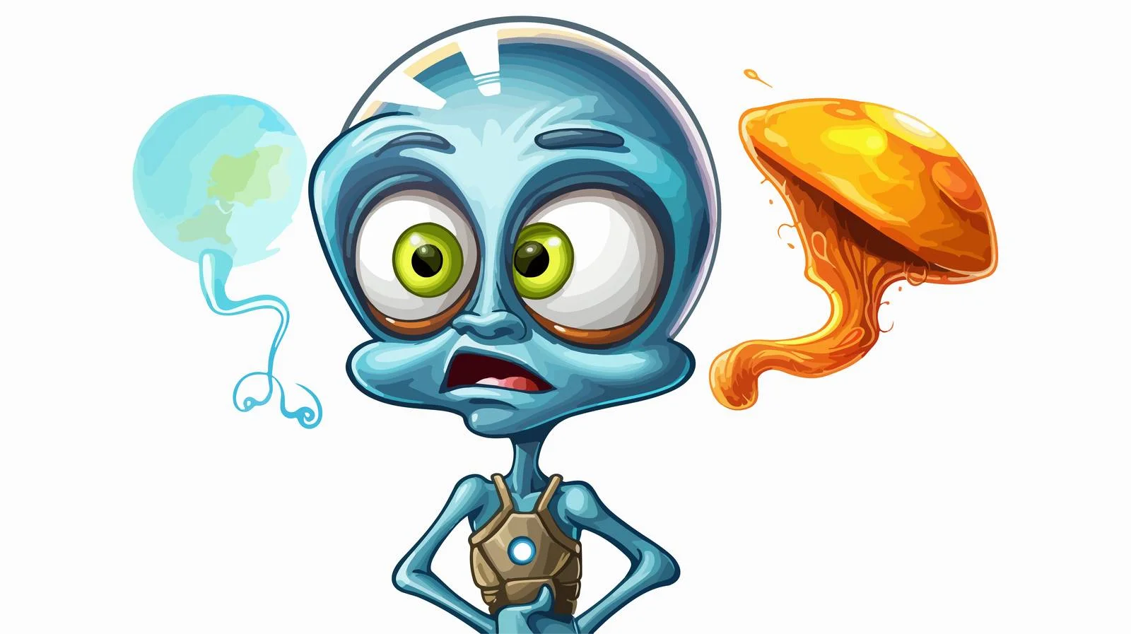 Curious Alien with Thought Bubble Illustration — free download from Dotvec