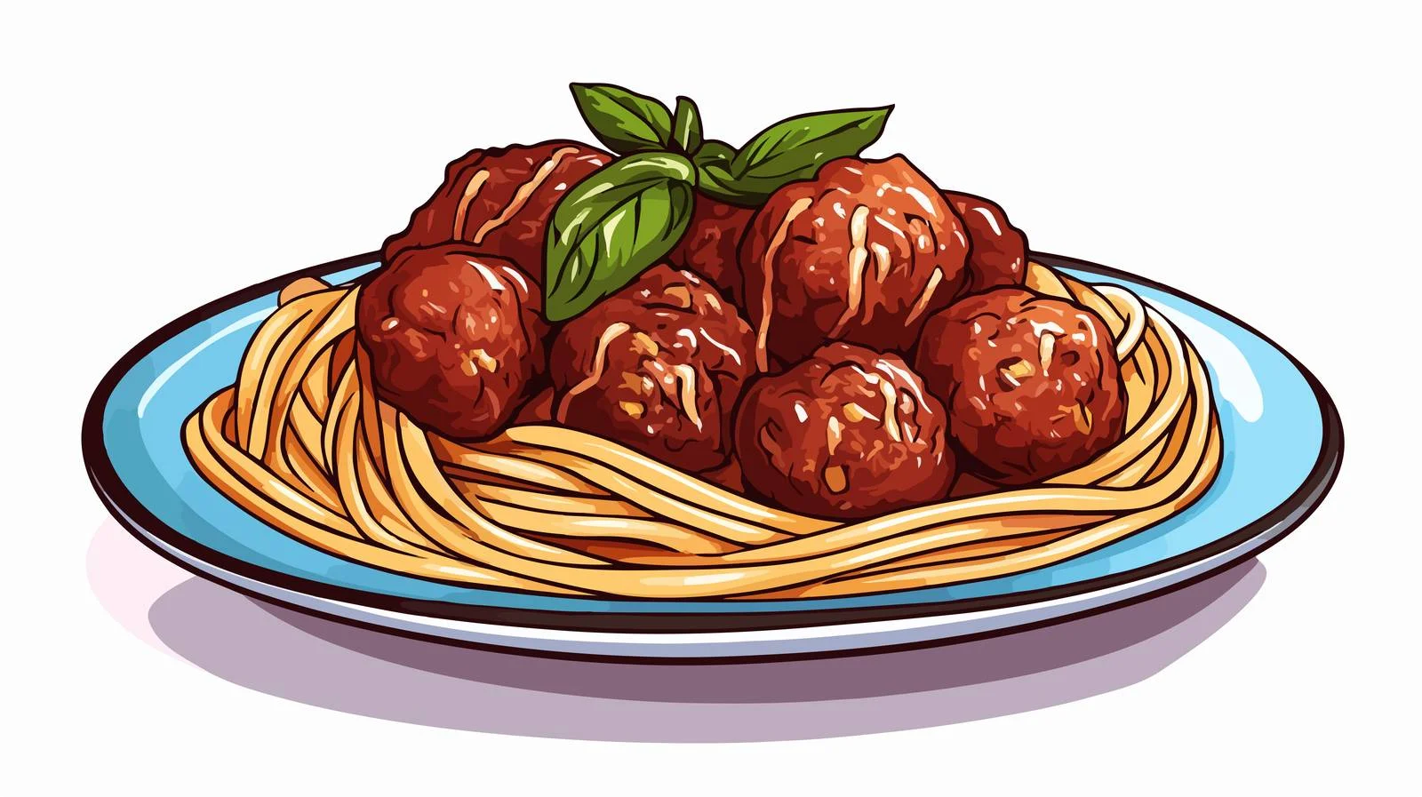 Cartoon Spaghetti and Meatballs Vector Illustration — free download from Dotvec