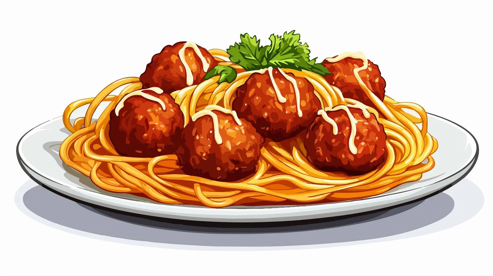 Cartoon Spaghetti Meatballs Vector Illustration — free download from Dotvec