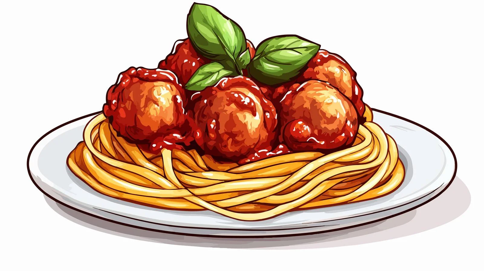 Cartoon Spaghetti and Meatballs Vector Illustration — free download from Dotvec