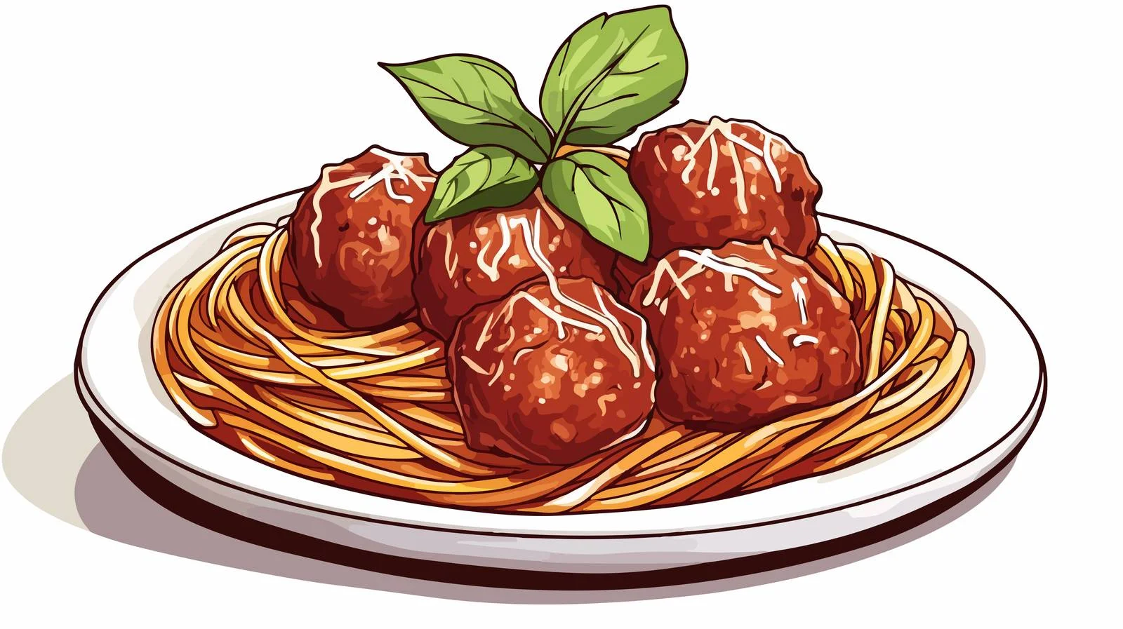 Cartoon Spaghetti Meatballs Vector Illustration — free download from Dotvec