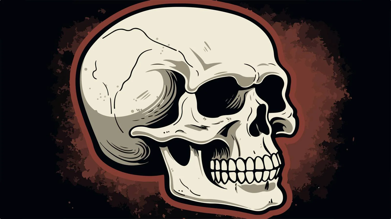 Spooky Skull Speech Bubble Grunge Cartoon — free download from Dotvec