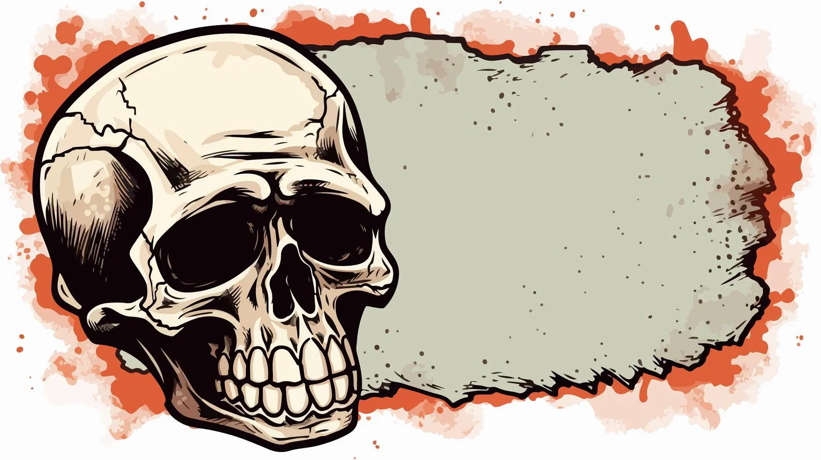 Spooky Skull with Speech Bubble Cartoon — free download from Dotvec