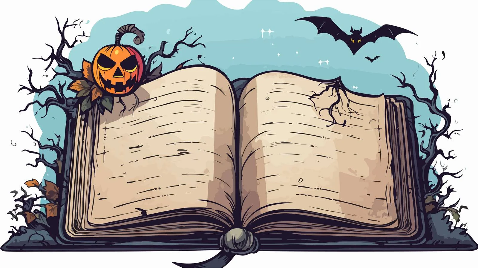 Spooky Spellbook with Speech Bubble Cartoon — free download from Dotvec