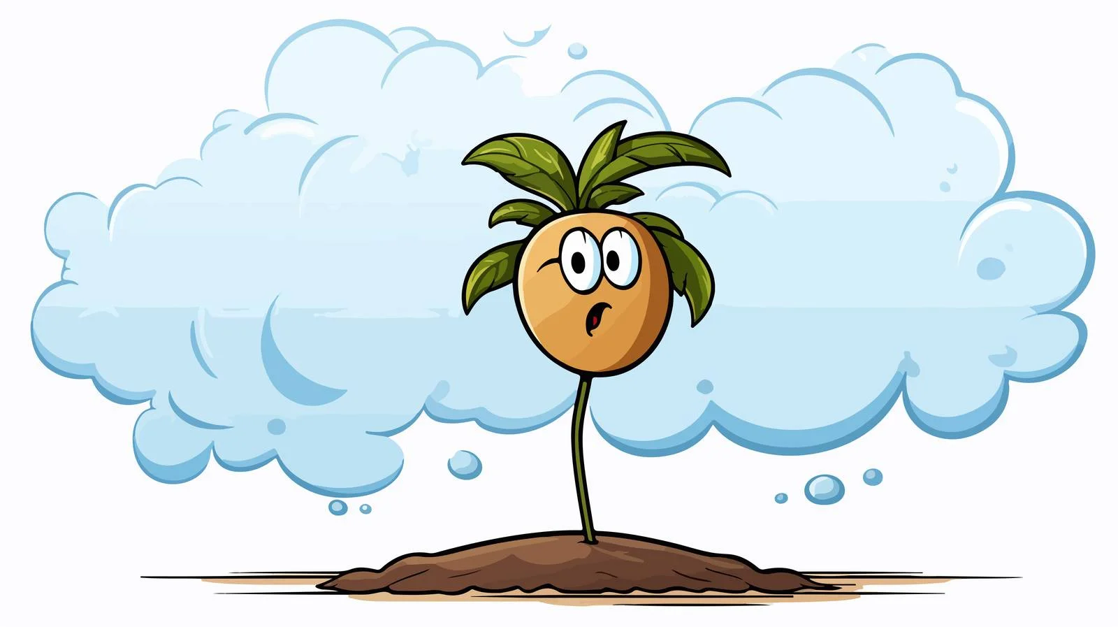Cartoon Sprouting Seed with Thought Bubble — free download from Dotvec
