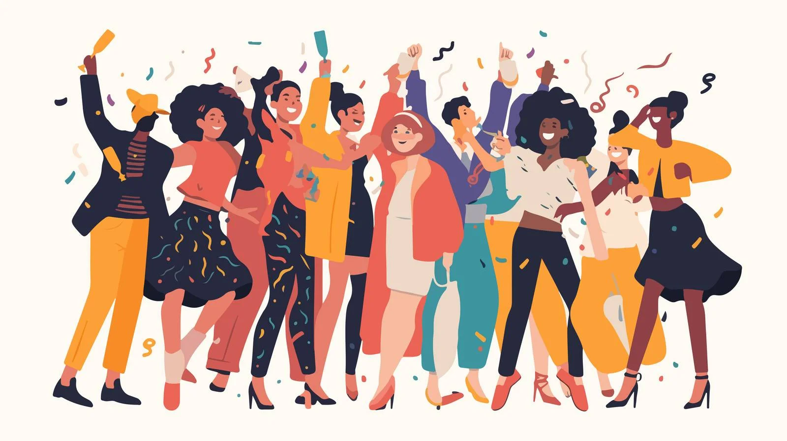 Vibrant Cartoon Adults Enjoying Flat Design — free download from Dotvec