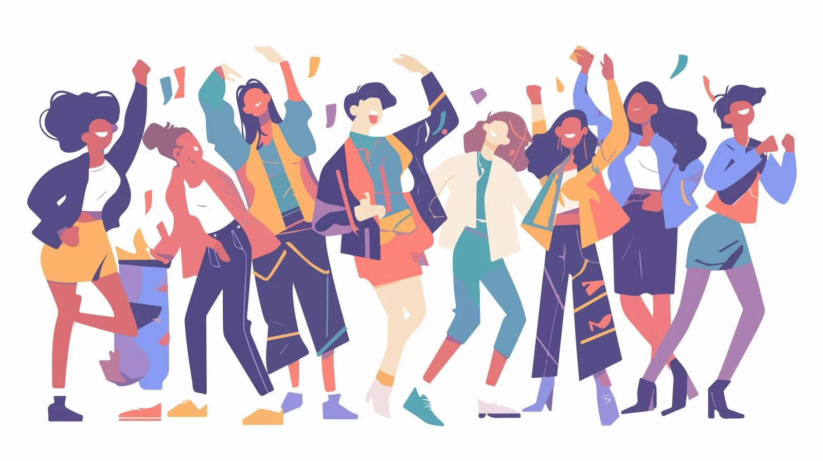 Vibrant Youth Enjoying in Flat Vector Illustration — free download from Dotvec