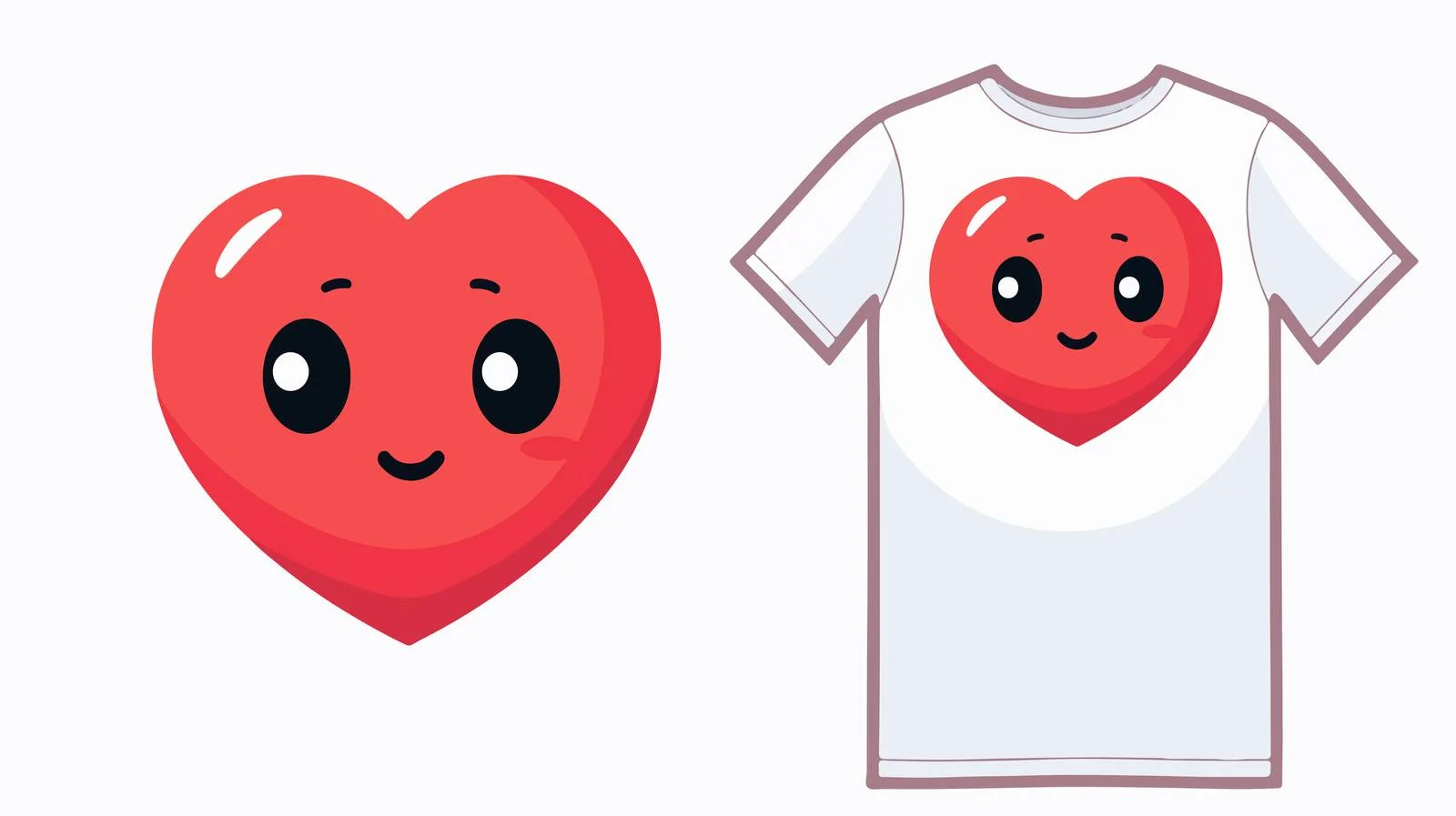 Cartoon T-Shirt with Love Heart — free download from Dotvec
