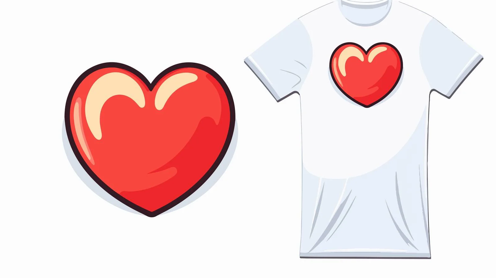 Cartoon Love Heart T-Shirt Vector Illustration — free download from Dotvec