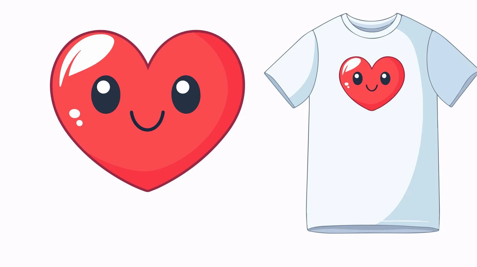 Cartoon Love Heart T-Shirt Vector — free download from Dotvec