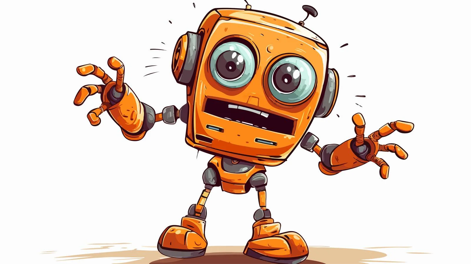 Terrified Cartoon Robot Vector Illustration — free download from Dotvec