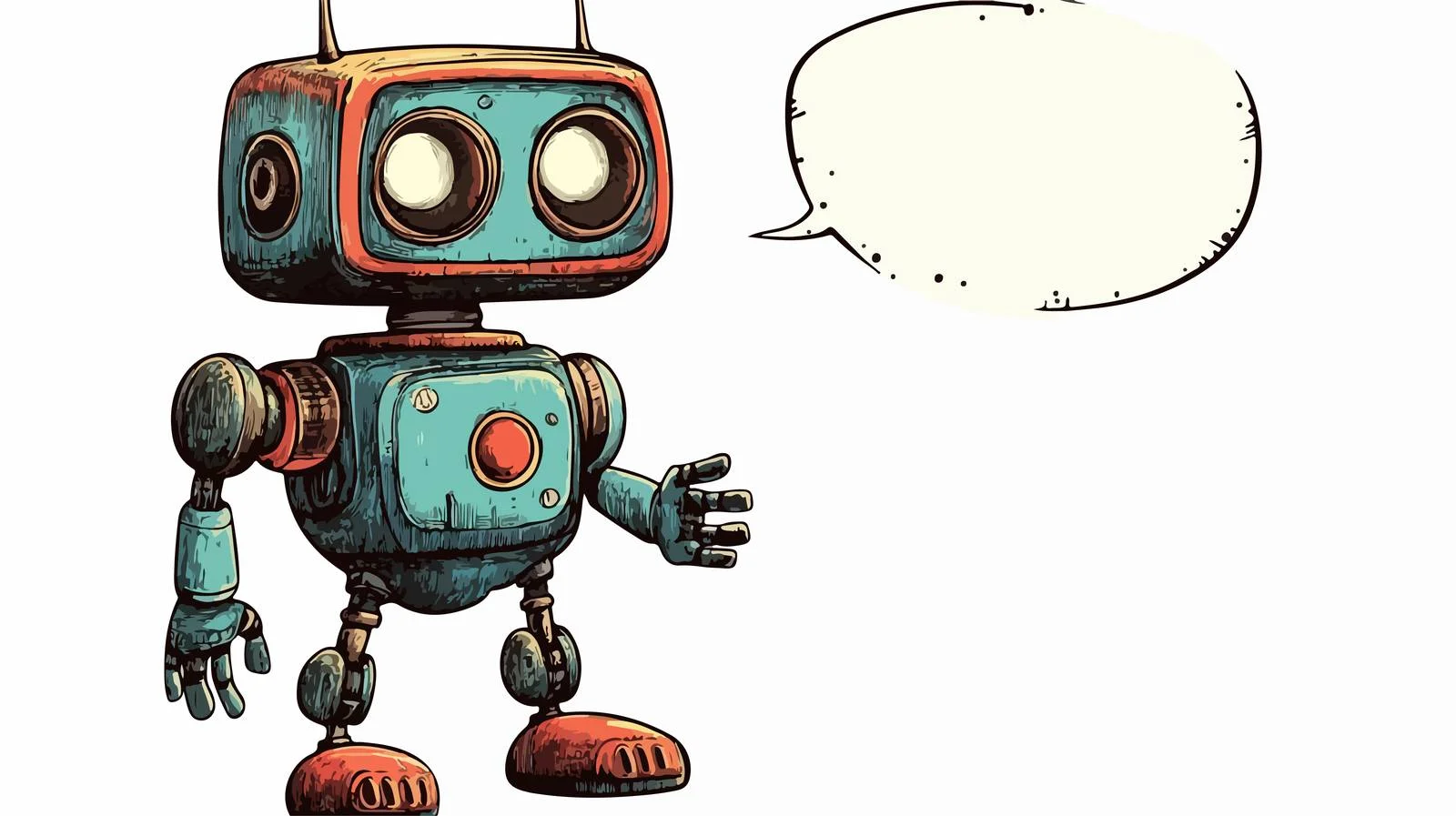 Terrified Robot with Speech Bubble Cartoon — free download from Dotvec