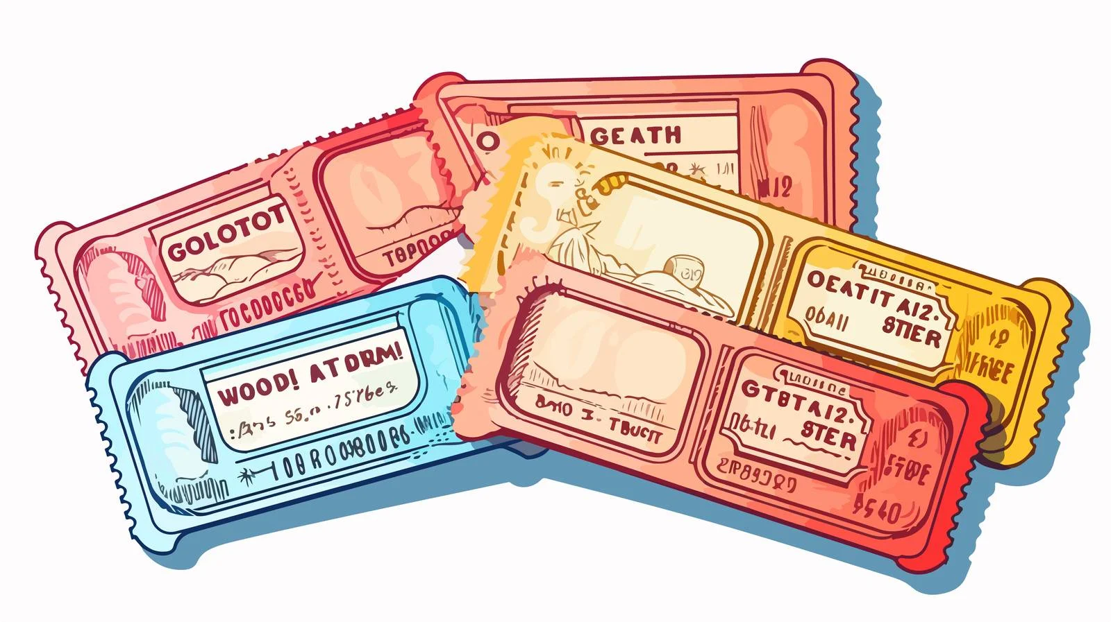 Cartoon Ticket Stubs Illustration — free download from Dotvec