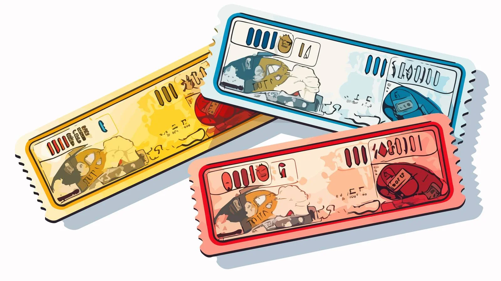Cartoon Ticket Stubs Illustration — free download from Dotvec