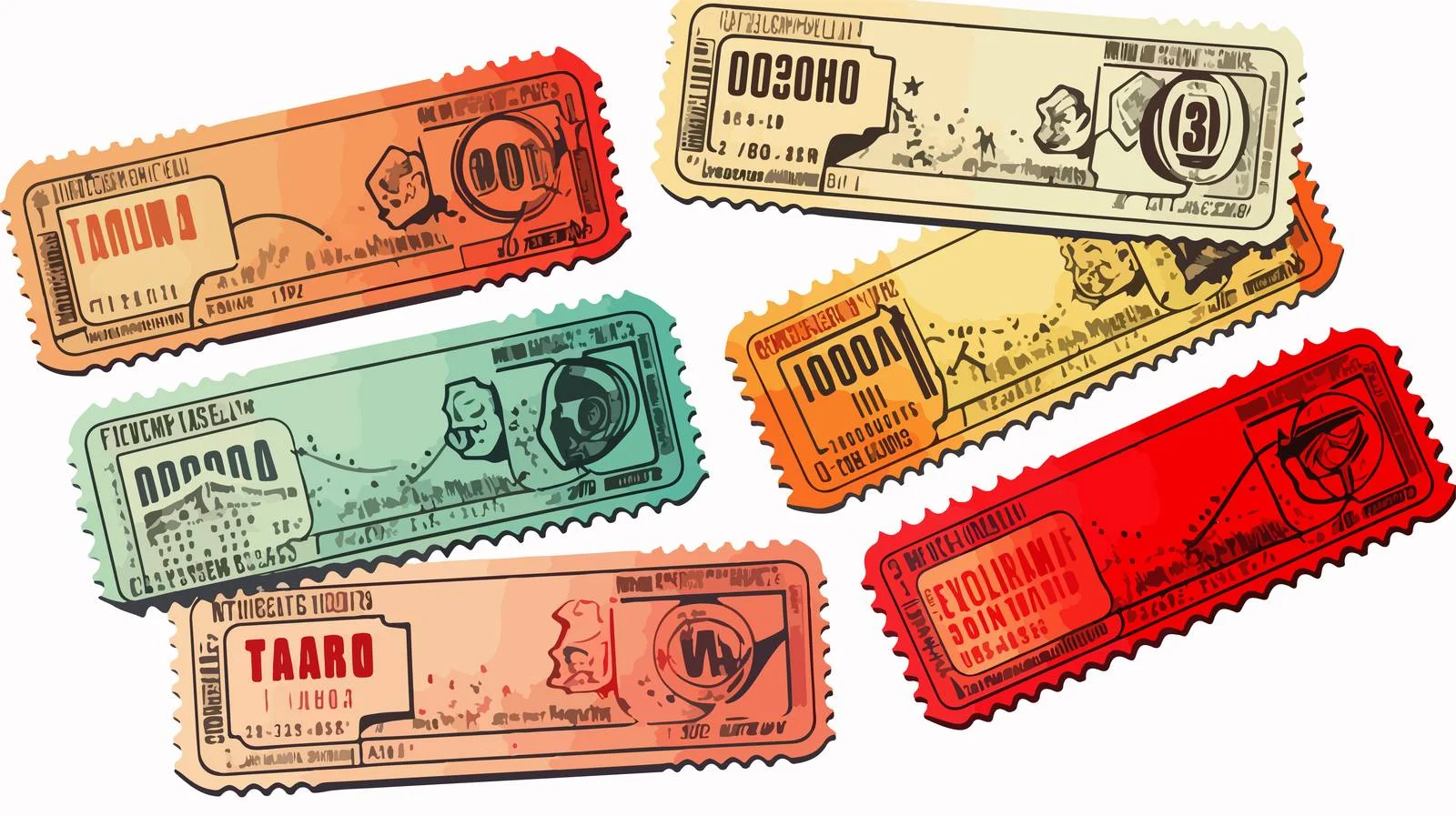 Cartoon Ticket Stubs Illustration — free download from Dotvec