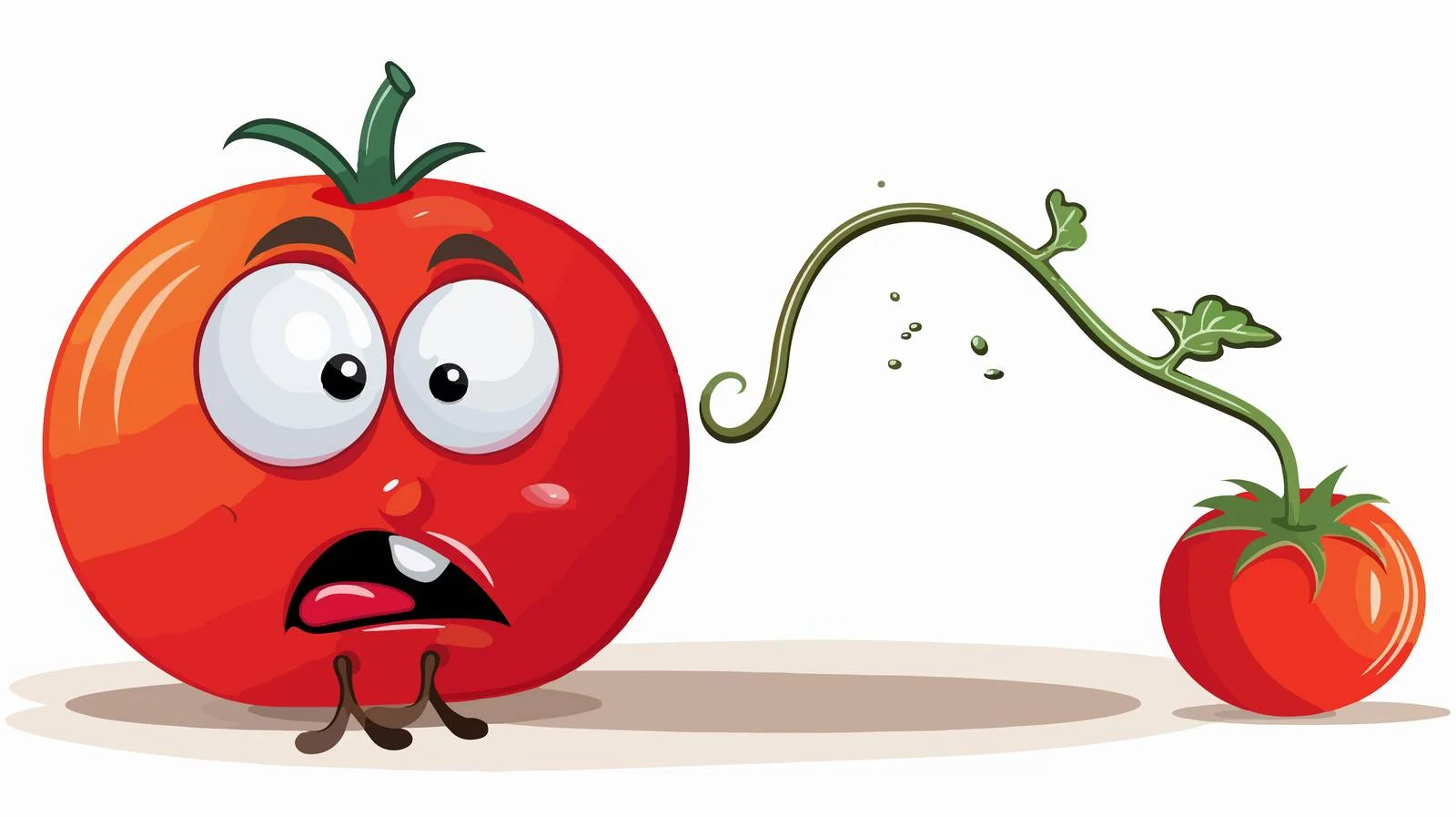 Whimsical Tomato with Worm and Thought Bubble — free download from Dotvec