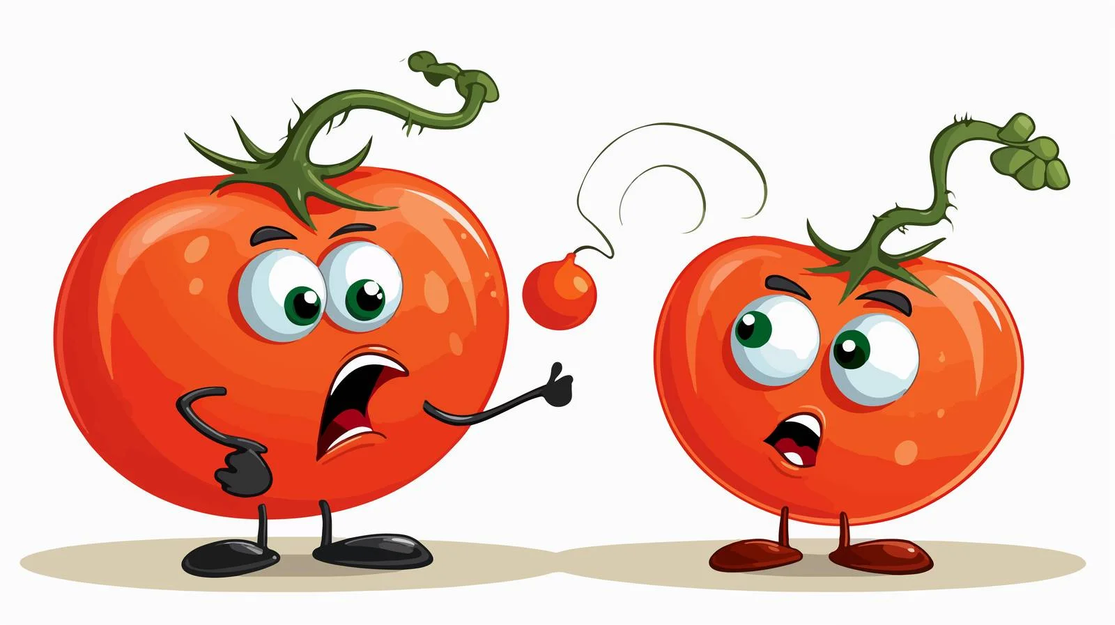 Cheerful Tomato with Worm and Thought Bubble — free download from Dotvec