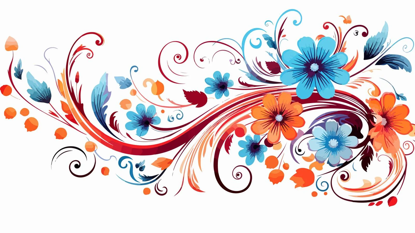 Traditional Floral Swirl Cartoon Illustration — free download from Dotvec