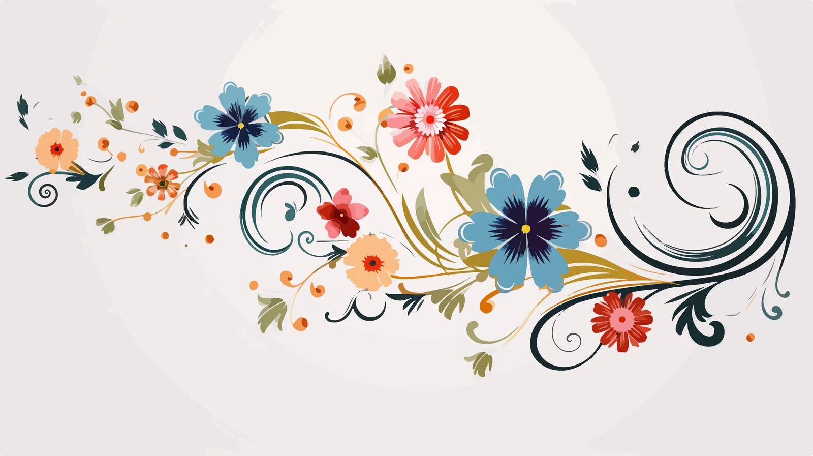 Traditional Floral Swirl Illustration — free download from Dotvec