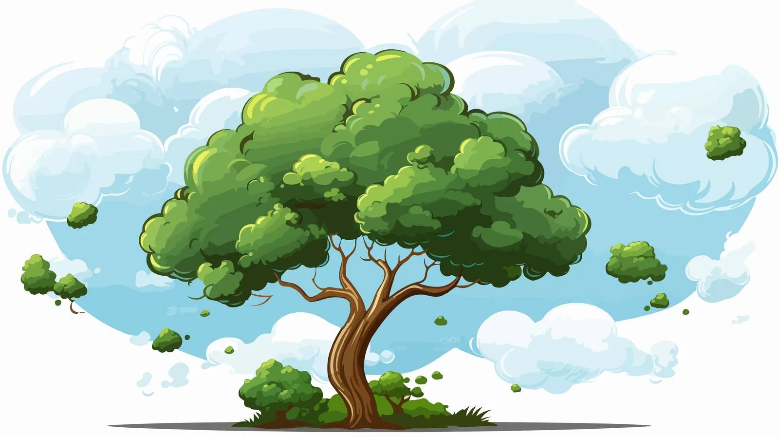 Cartoon Tree with Thought Bubble Illustration — free download from Dotvec