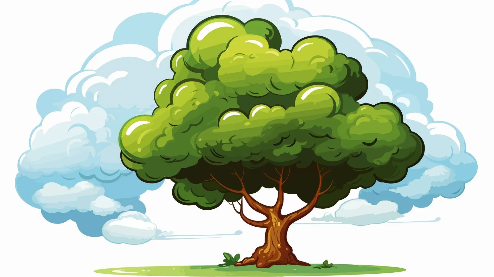 Illustrated Cartoon Tree with Thought Bubble — free download from Dotvec