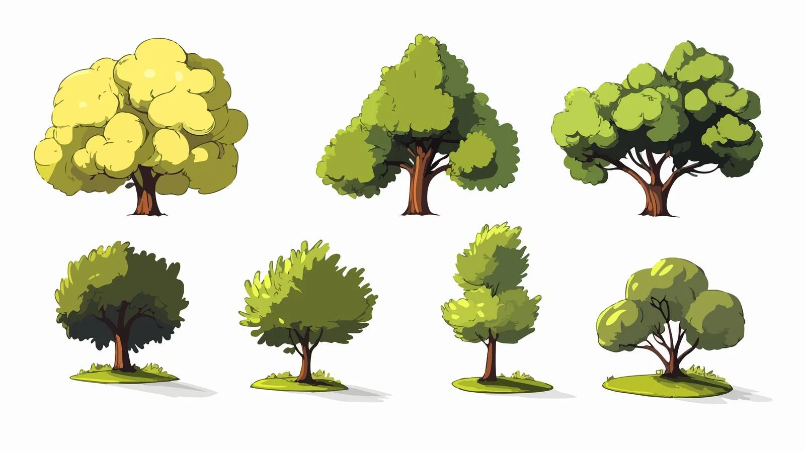 Cartoon Trees Vector Illustration — free download from Dotvec