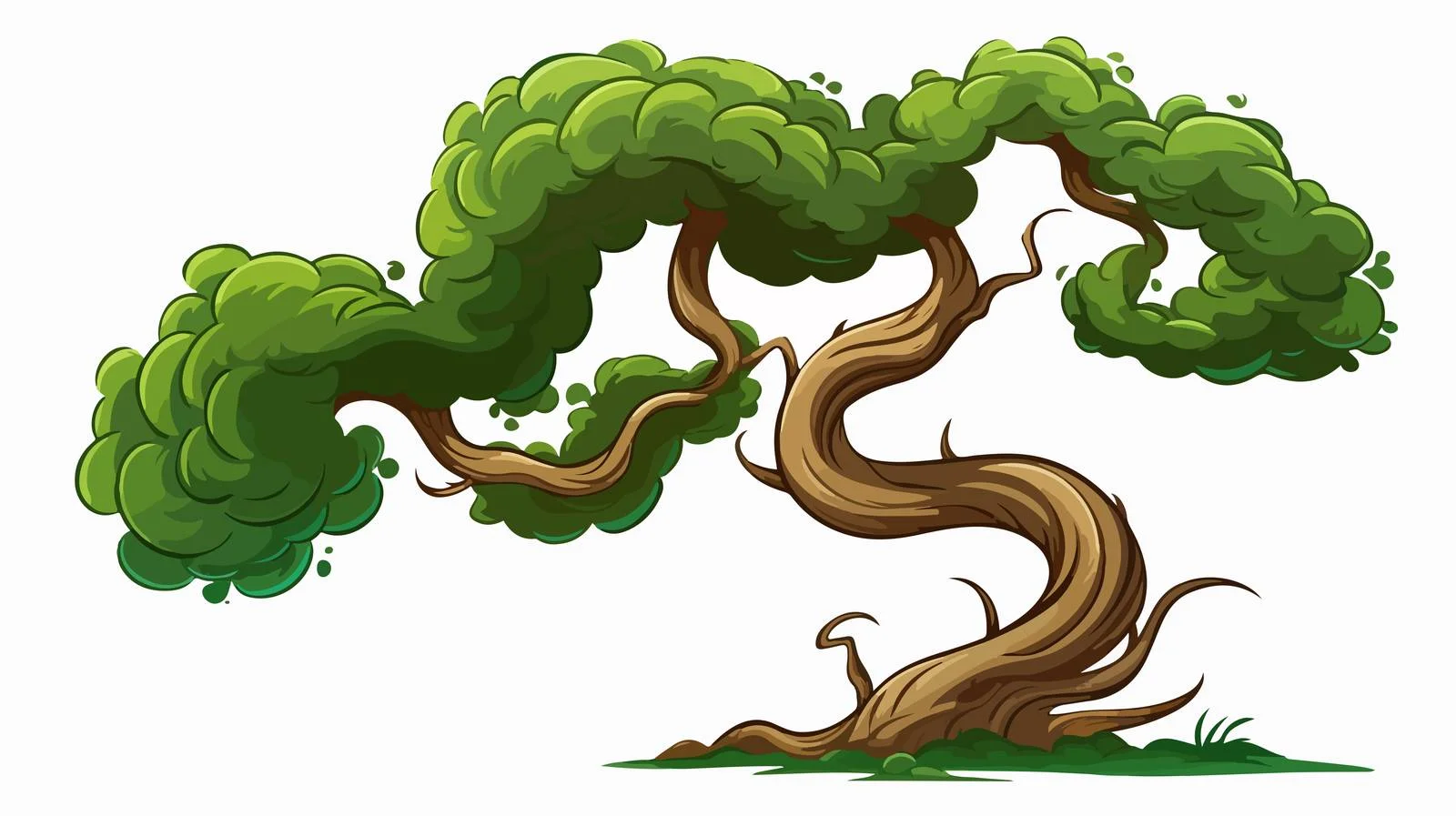Whimsical Cartoon Twisty Tree Vector Illustration — free download from Dotvec