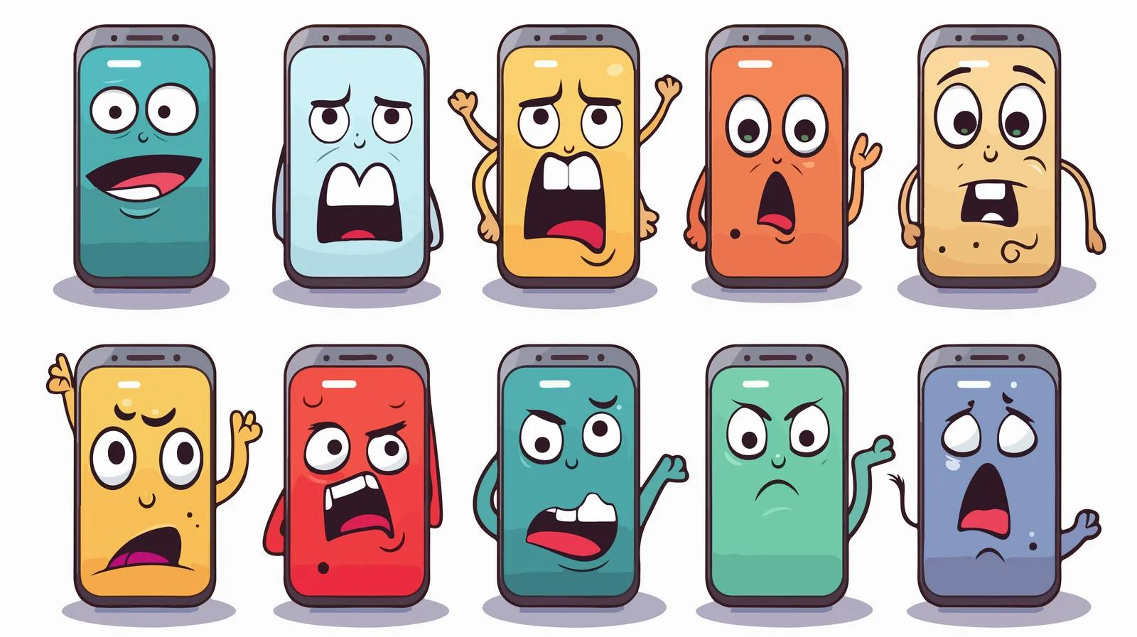 Unhappy Mobile Phones Cartoon Vector — free download from Dotvec