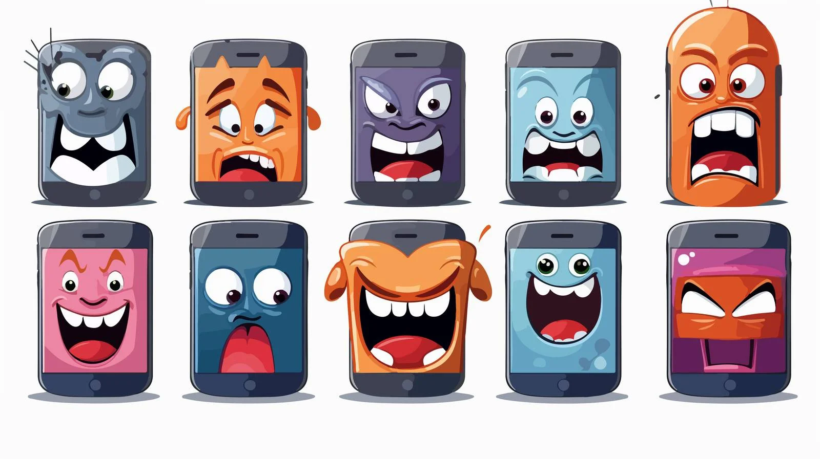 Unhappy Mobile Phones Cartoon Vector Illustration — free download from Dotvec