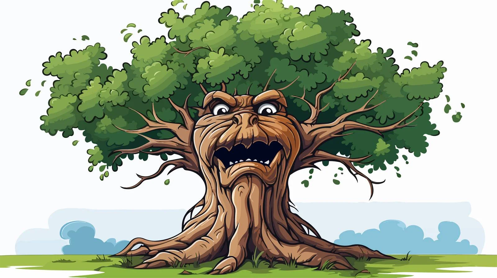 Unhappy Tree Cartoon Vector Illustration — free download from Dotvec