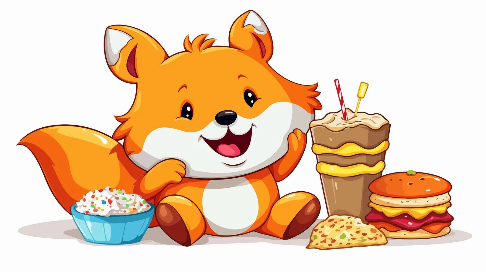 Unhealthy Fox with Junk Food Illustration — free download from Dotvec
