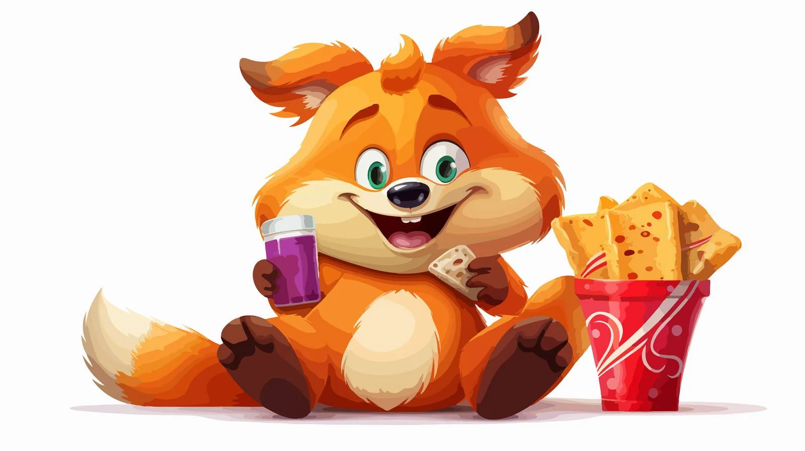 Unhealthy Fox with Junk Food Illustration — free download from Dotvec